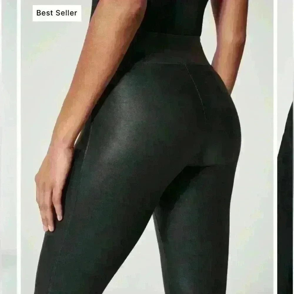 Spanx faux leather leggings. Never worn. Size Large